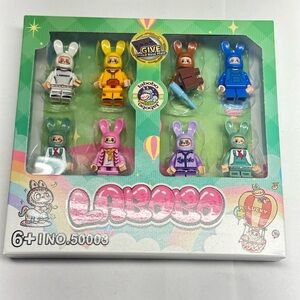 Labobo Bunny Figure Set 8pcs Colorful Rabbit Minifigures Toy Set w/ Box New